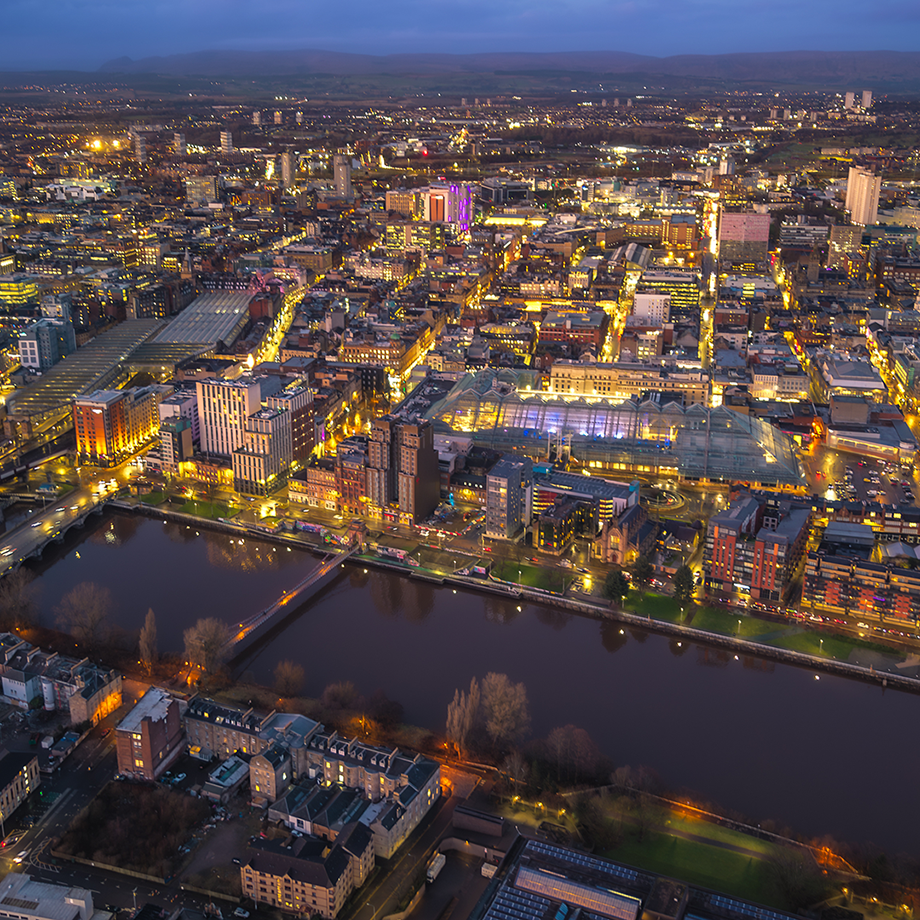 Glasgow city at dusk